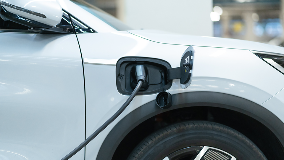 An electric car charging